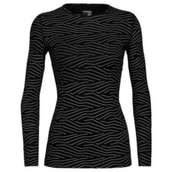 Icebreaker Oasis 200 Wmns LS Crewe Napasoq Lines - Black